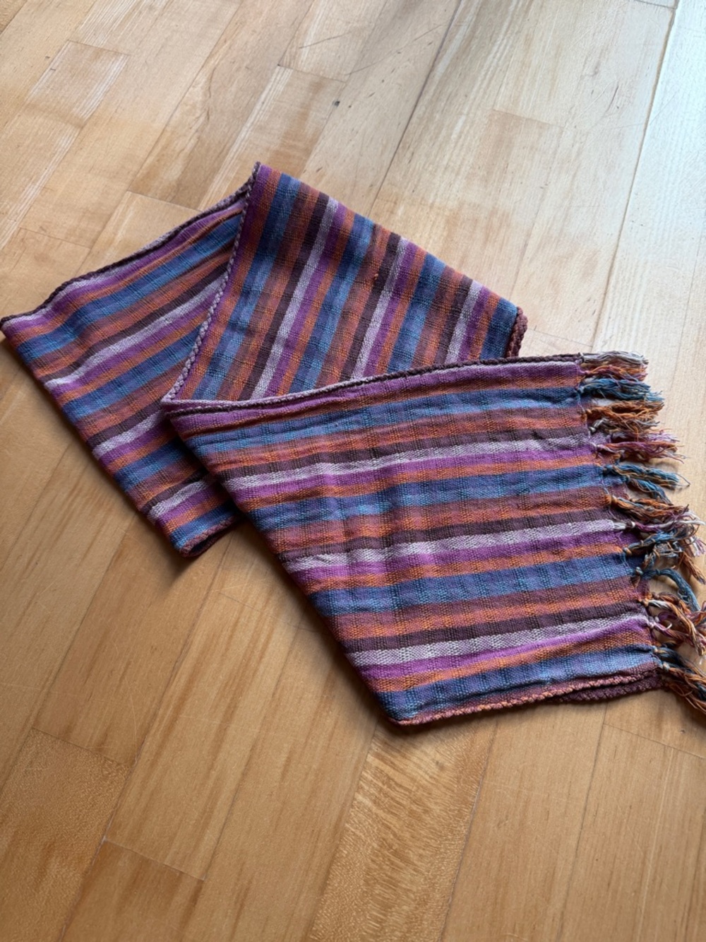 Striped Multicolor Woven Scarf - Pink, Purple, Blue, Orange